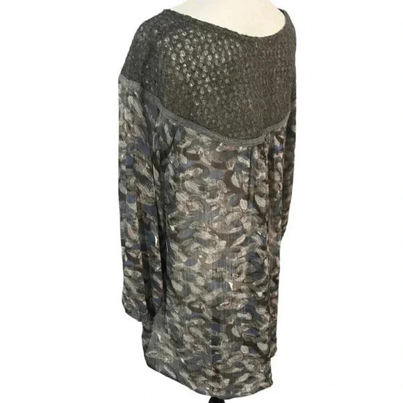 Mystree size L NWT pull-over sheer blouse with 3/4 sleeves w/elastic at cuff - Picture 5 of 10